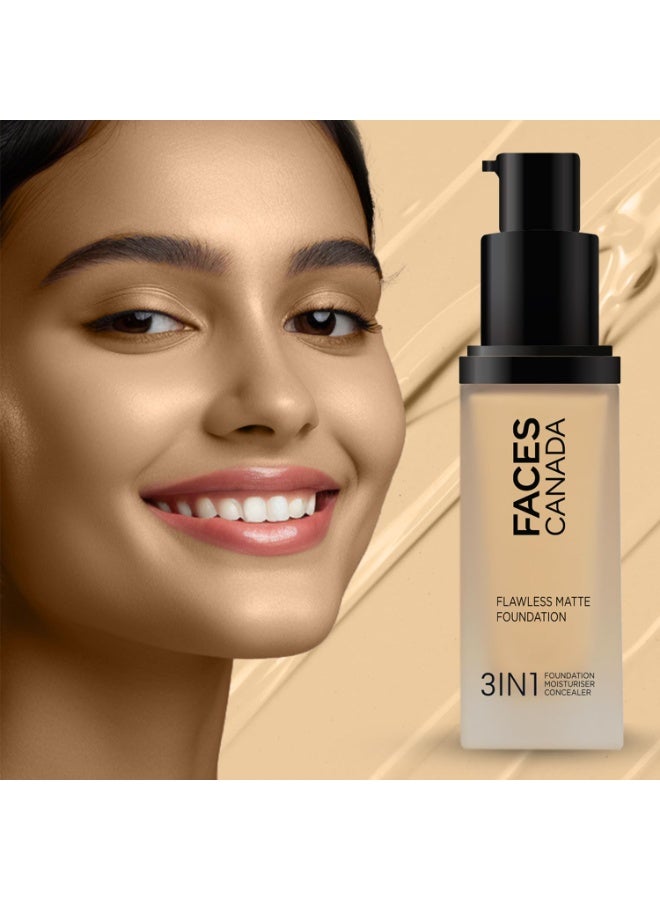 فاسيسكانادا كريم أساس فيس كندا فلوليس مات - لون متوسط ​​طبيعي، 30 مل | كريم أساس 3 في 1 + كريم مرطب لجميع أنواع البشرة + كونسيلر | ترطيب يدوم 12 ساعة + عامل حماية من الشمس 18، تغطية مات عالية الدقة | خفيف الوزن | مضاد للشيخوخة، عبوة واحدة - Image 4